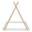 Un lit de plancher conçu comme une tente, avec une structure triangulaire.-520859695-520859694