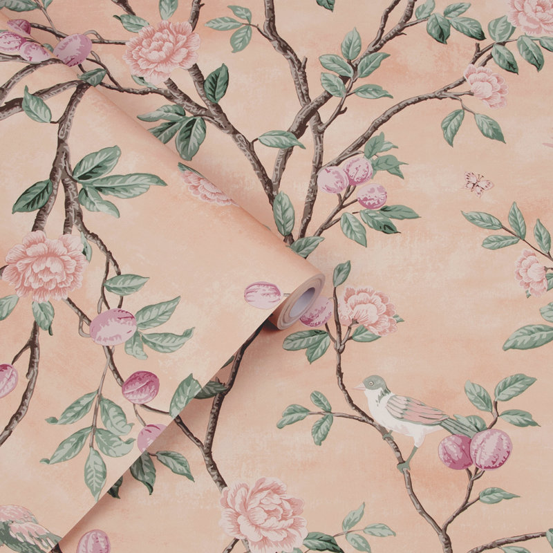 Rouleau de papier peint églantine Laura Ashley, Rosé
