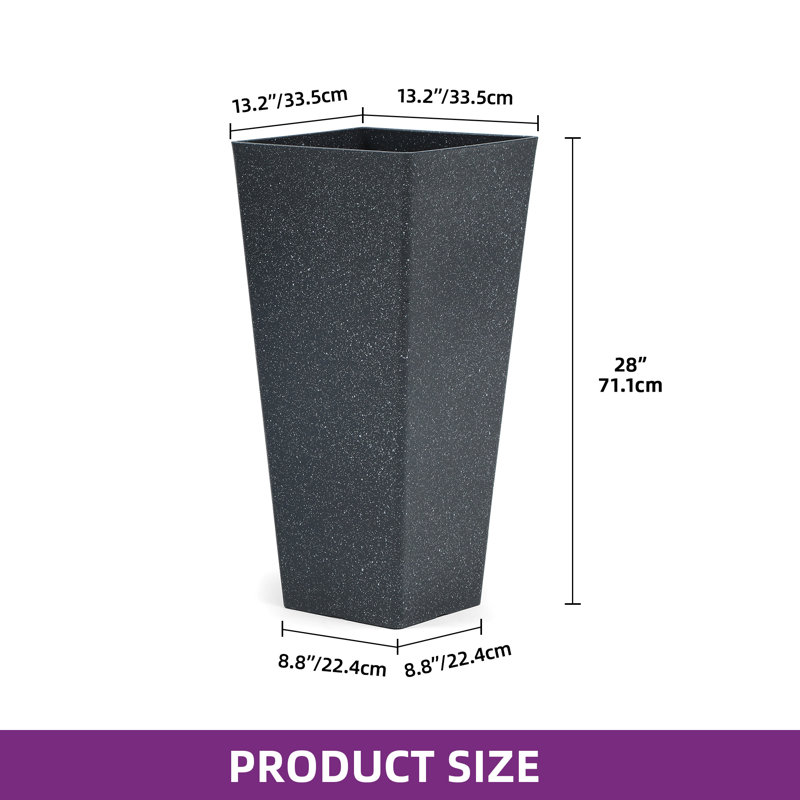 28" Weather-Resistant Tall Planter Box Modern Minimalist Large Flower Pot Planters