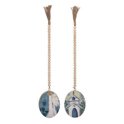  Wood Bead Garland w/Hand Painted Church Home Decorations Spring