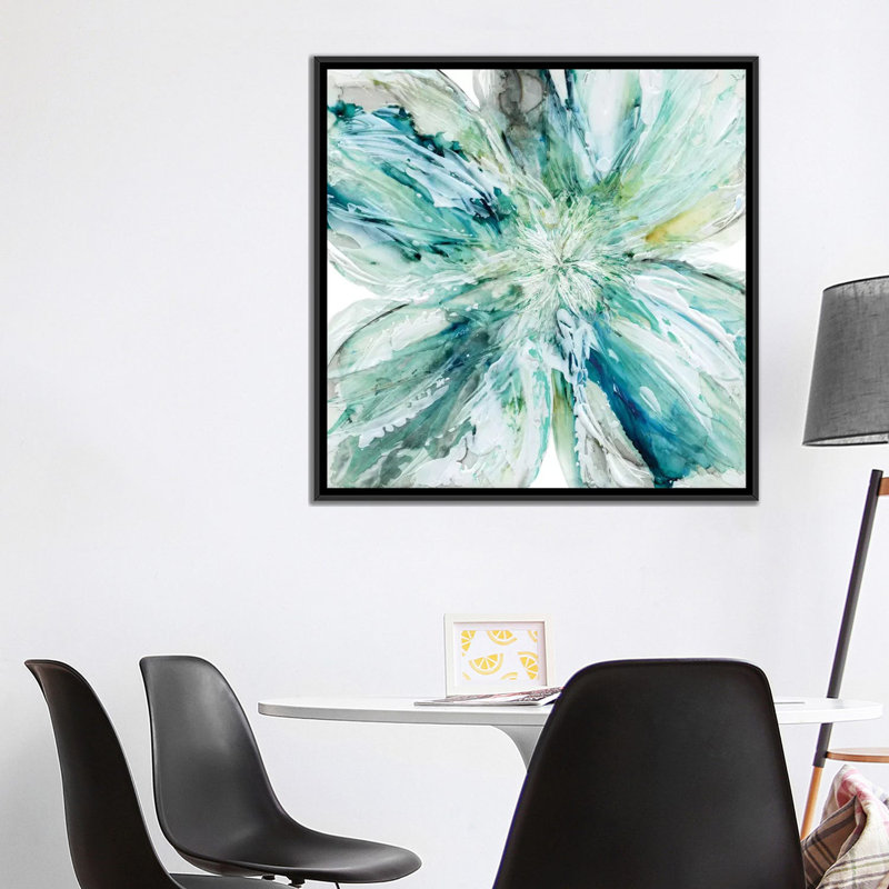 « fleur bursts », reproduction sur toile, H 18 po x l 18 po x P 1,5 po, Toile avec cadre noir, Pas de tapis