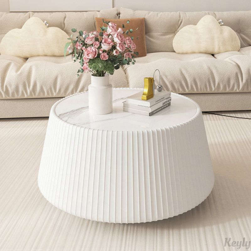 Table basse moderne en cuir fritté clair en forme de tasse en cuir pour meuble de salon (chaque plateau possède un motif gris unique), aucun assemblage requis