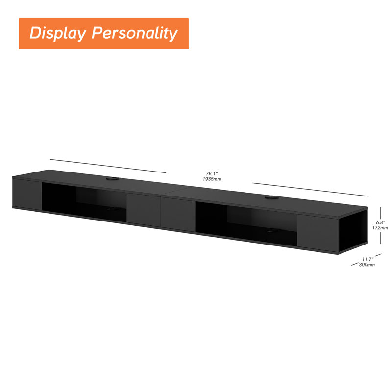Argil Unfinished Floating Entertainment Center for TVs up to 85", Black/Blue
