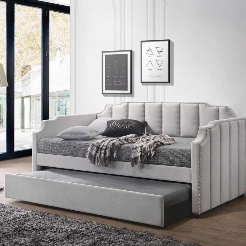 Lit de jour en velours Peridot Dove Grey