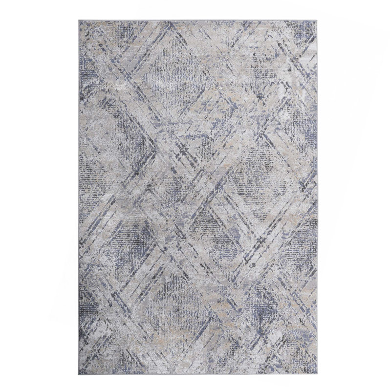Tapis de salle à manger à motif géométrique et résistant aux taches Collection Living, Rectangle 6 pi 7 po x 7 pi 9 po