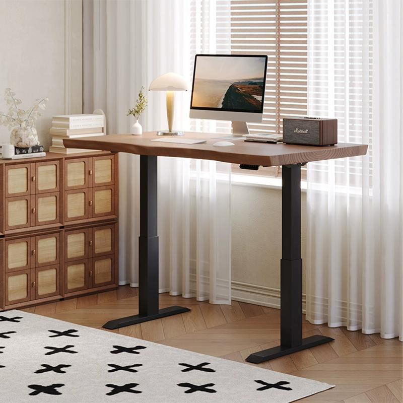 Brown Rectangular Hight adjustable Solid Wood desk, 45.28" H x 55.12" W x 23.62" D