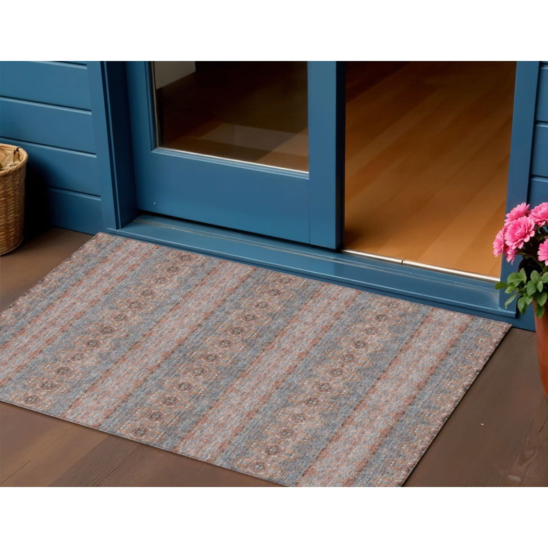 Tapis intérieur gris lavable à motif de médaillon 3 pi x 5 pi