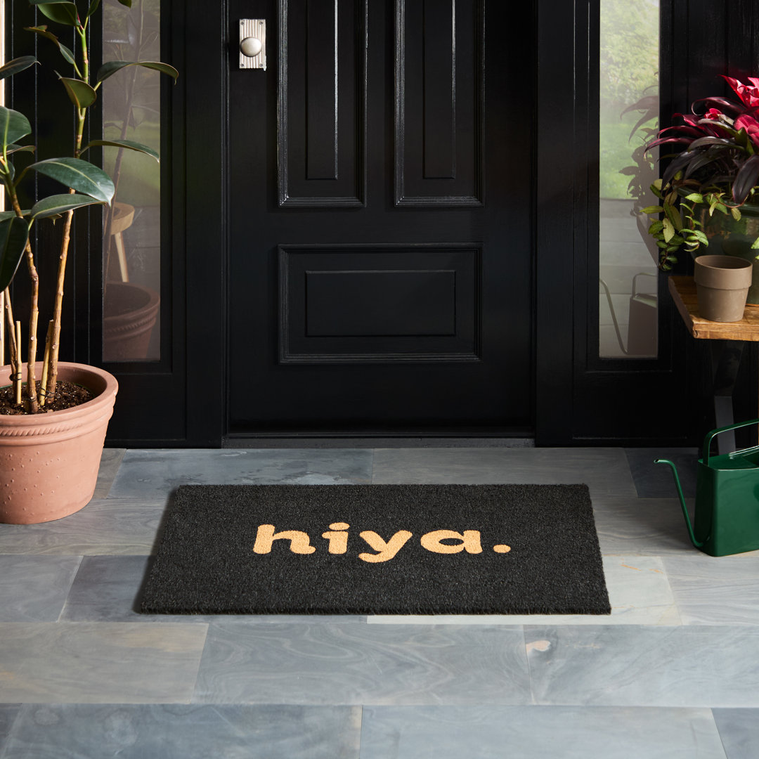 TOWN & COUNTRY LIVING Hiya Painted Welcome Non-Slip Indoor Outdoor Door Mat Town & Country Living 