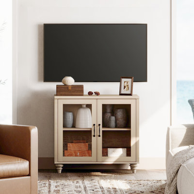 Scarlett TV Stand For 43-Inch TV, Wooden Console Table With Storage Cabinet For Living Room, Light Oak