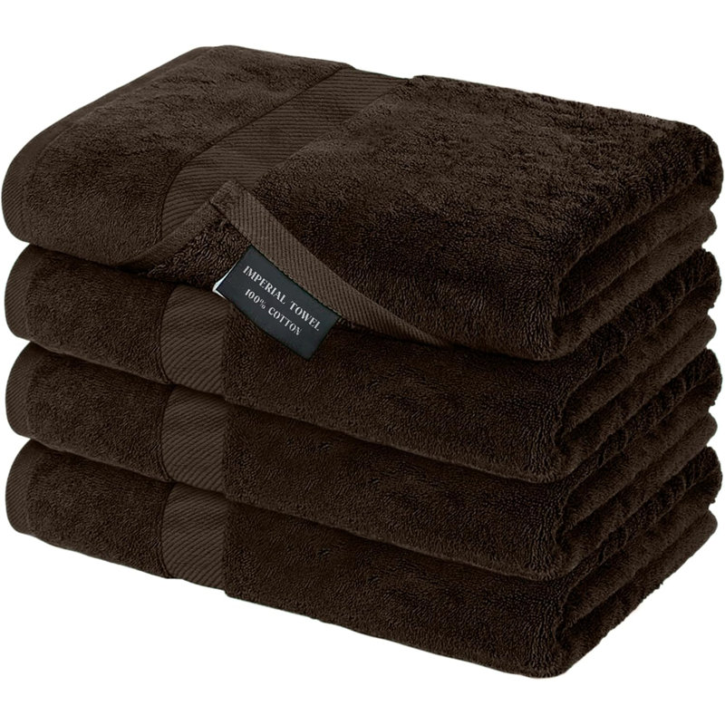 Ensemble de 4 serviettes de bain en coton à séchage rapide Imperial pour salle de bain 27 po x 54 po Imperial, Brun