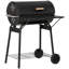 Barbecue au charbon portatif 30 po avec roulettes, larges grilles de cuisson, système de réglage de la casserole à 4 niveaux, couvercle intégré pour l'échaudure, bouches d'aération réglables, tablettes de rangement avant et inférieures, réglage du gril, côté