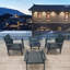 Patio avec coussins élégants et cadre pour piscine 5 extérieur-803910176
