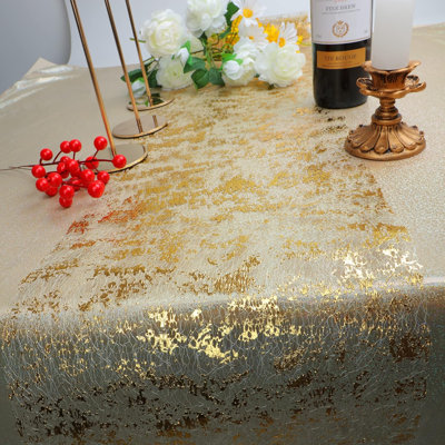Glitter Metallic Gold Table Runner 11"x108" Thin Mesh Sparkle Runner Roll Table Decorations for Wedding Bridal Shower, Baby Shower, Christmas, Birthday Party （1PC）