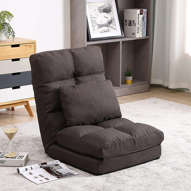 Isabelle & Max Adjustable Reclining Ergonomic Swiveling Floor Game Chair in Brown, Brown