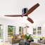 Ventilateurs de plafond en bois à intensité variable de 52 pouces avec lumières et télécommande - Ventilateur de plafond à profil bas 3 pales pour patio Ventilateur de chambre à coucher avec éclairage pour porche de salon