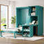 Lit escamotable mural simple avec bibliothèque, armoire supérieure, bureau extensible et rangement latéral-131397129