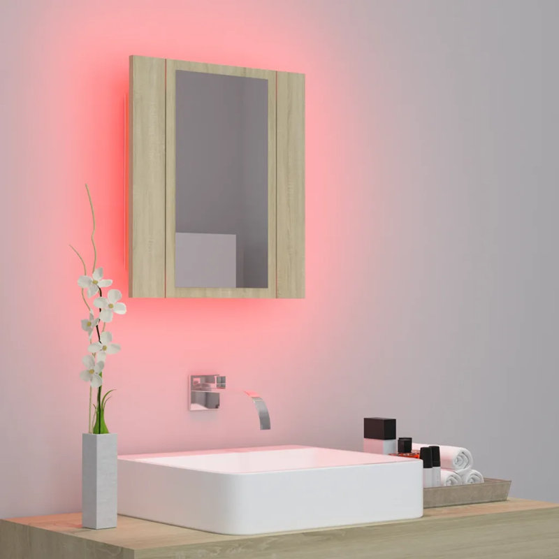 LED Bathroom Mirror Cabinet 40x12x45 cm Acrylic, Sonoma Oak