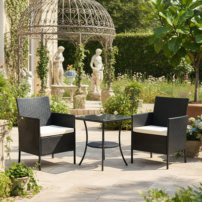 3-Piece PE Rattan Garden Furniture Bistro Set