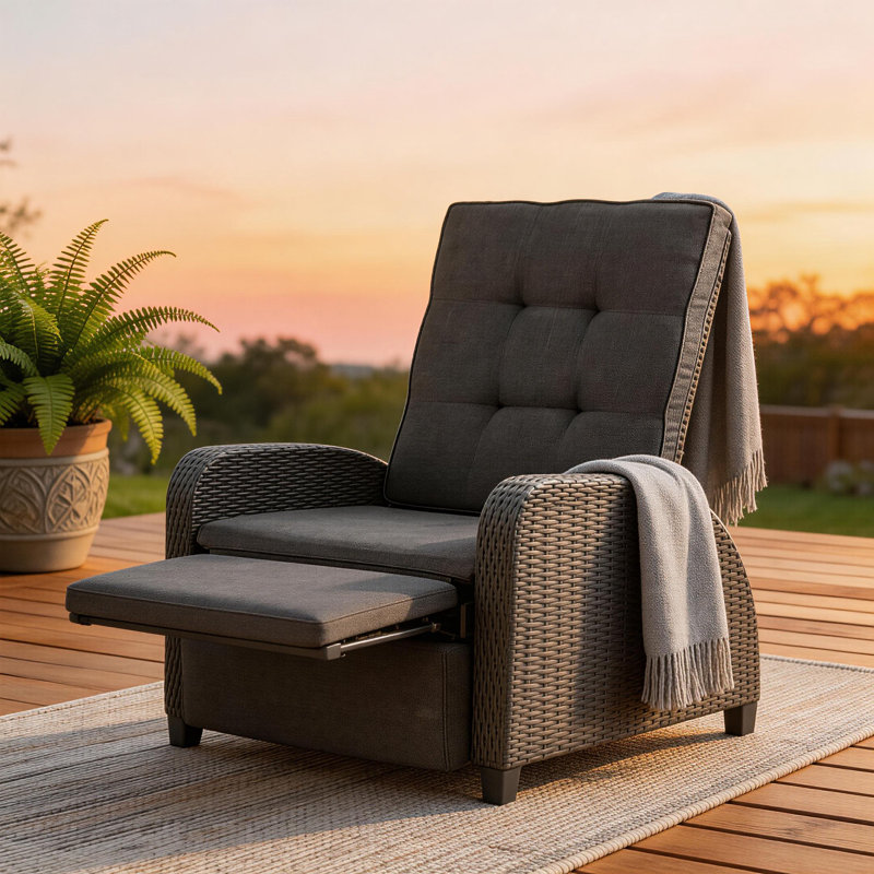 Chaise longue d'extérieur 30 po avec coussins