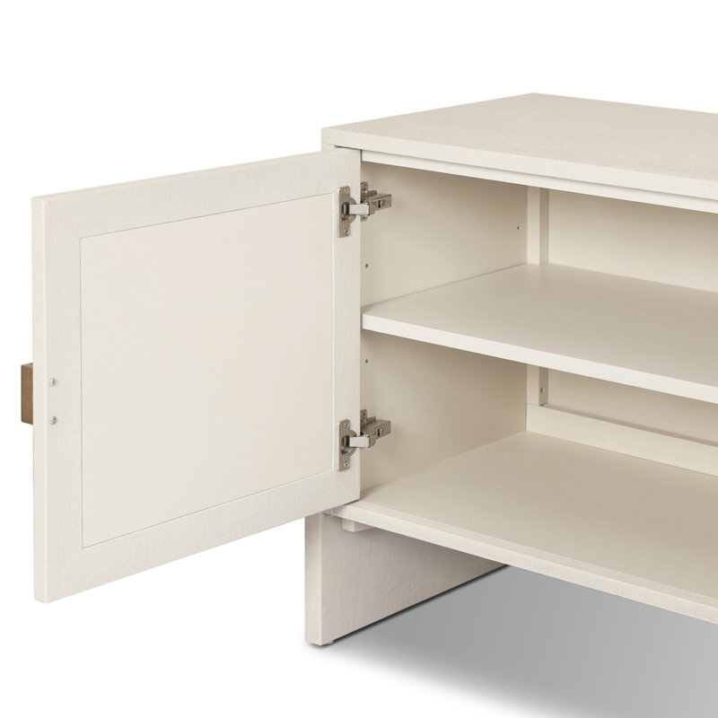 Cressida Media Console-Ivory Painted Linen, Ivory Painted Linen