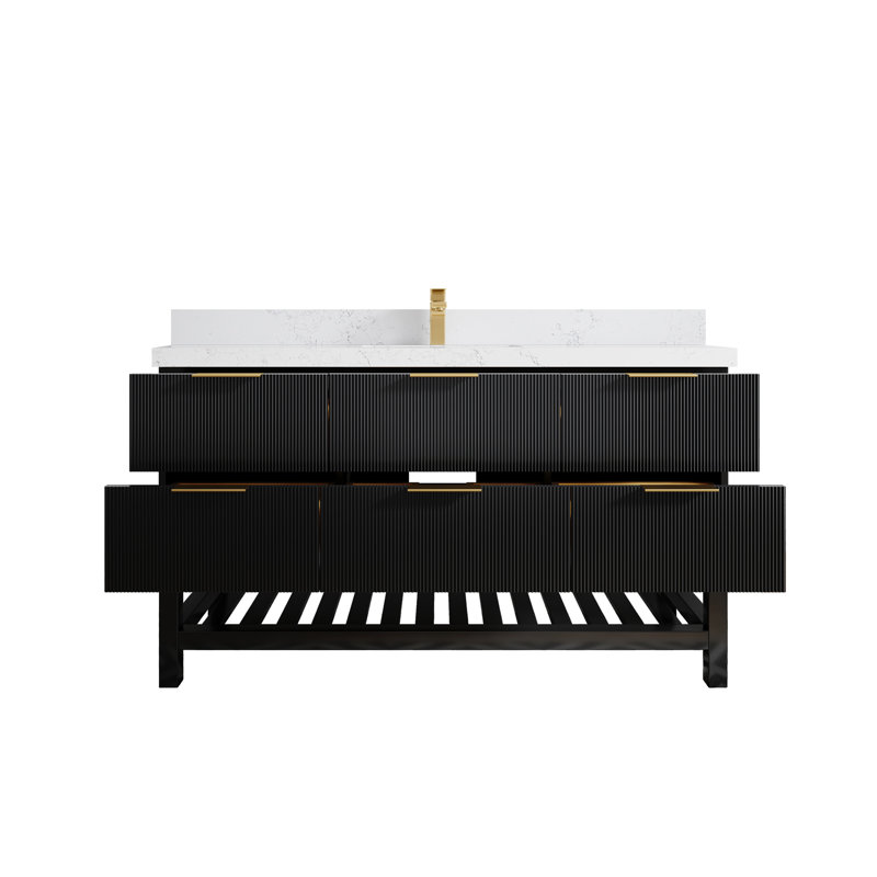 60'' Single Bathroom Vanity with Quartz Top, Empira Quartz