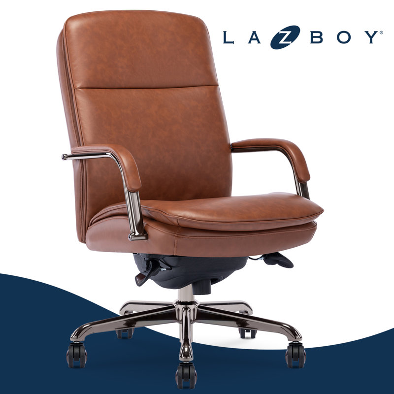 Opus Leather Swivel Executive Office Chair, Cognac, Graphite