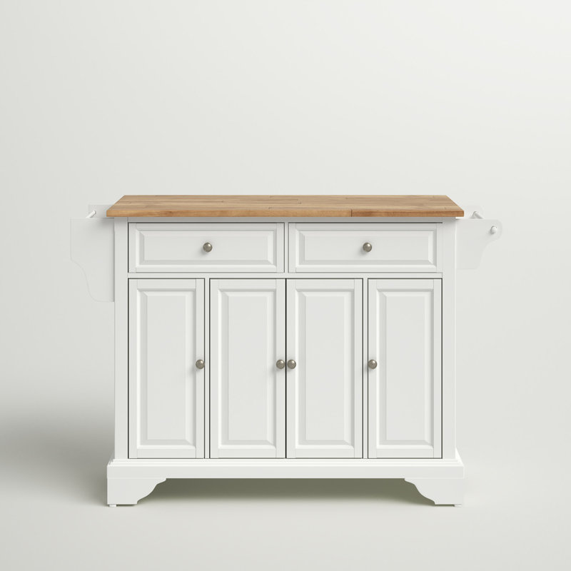 Bert Solid Wood Top Kitchen Island, White