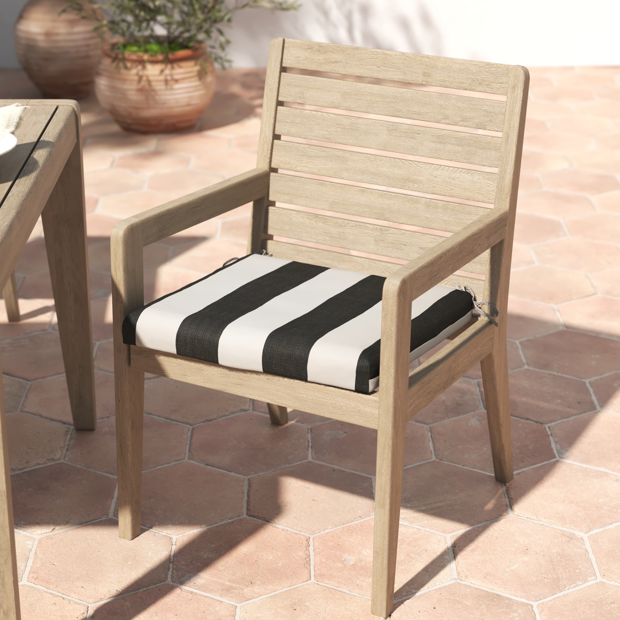Pendley Striped Outdoor Dining Chair Cushion, 2.5" H x 20" W x 20" D