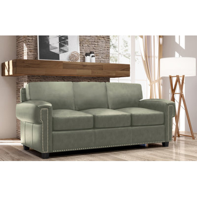  Fardin 87" Genuine Leather Queen Sleeper Sofa