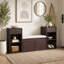 Banc de rangement tout-en-un avec coussin, compartiments, tiroirs et tablettes ouvertes, banc de rangement-1749570485