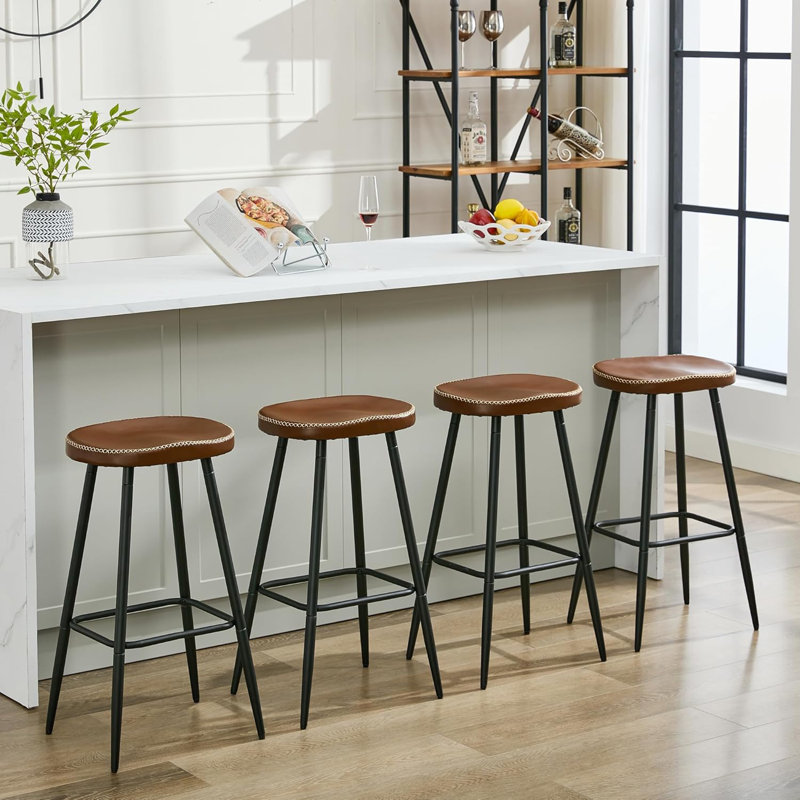 Tabourets de bar en simili cuir sans dossier pour îlot de cuisine (ensemble de 4), Tabouret de bar (hauteur du siège 28 po)