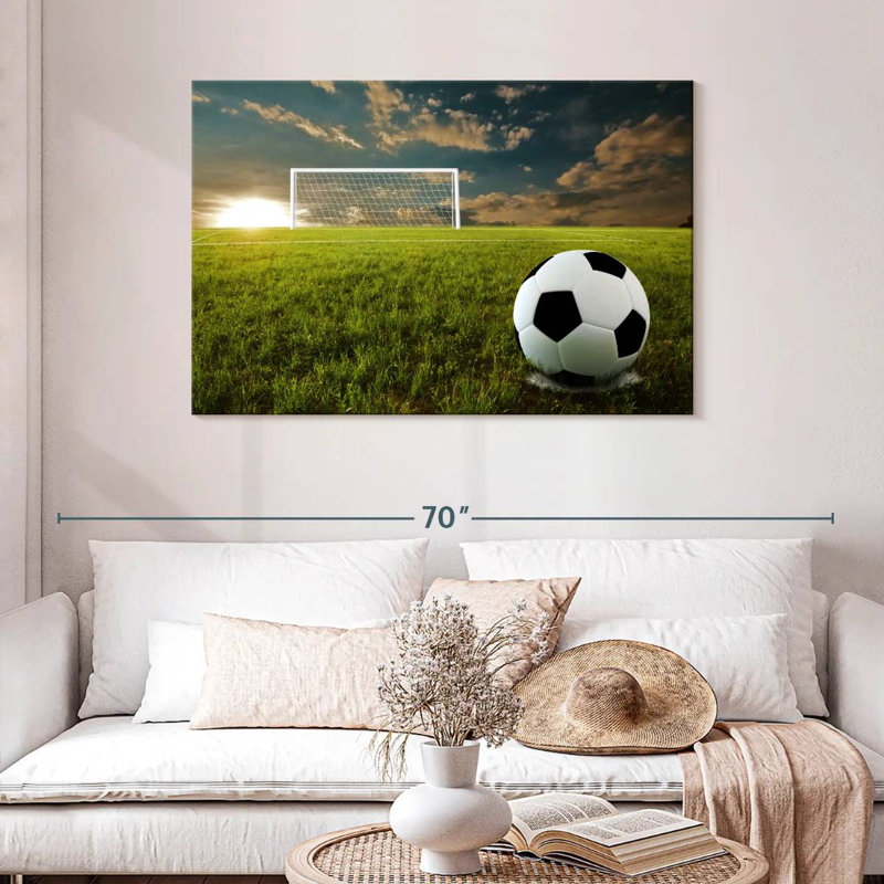 Football Sirci au coucher du soleil, H 30 po x l 45 po