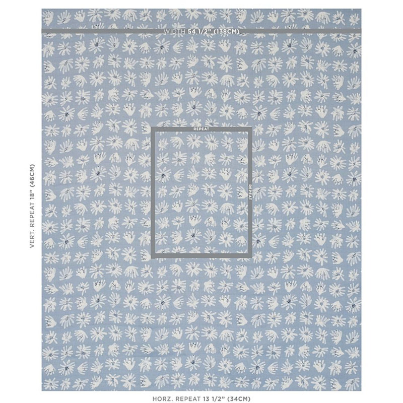 Schumacher x Caroline Z Hurley Meadow Rock Fabric, Blue 
