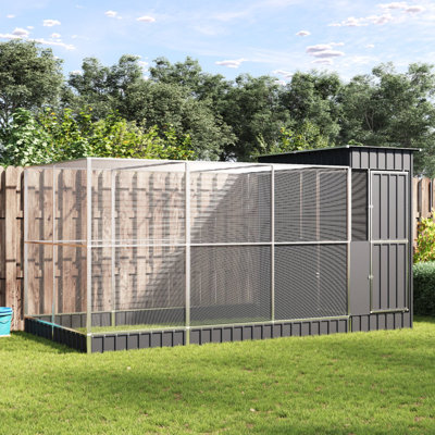 Aviary With Extension Silver 163.8"X79.9"X85" Steel