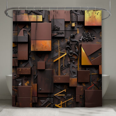 Geometric Abstract Art Shower Curtains Extra Long