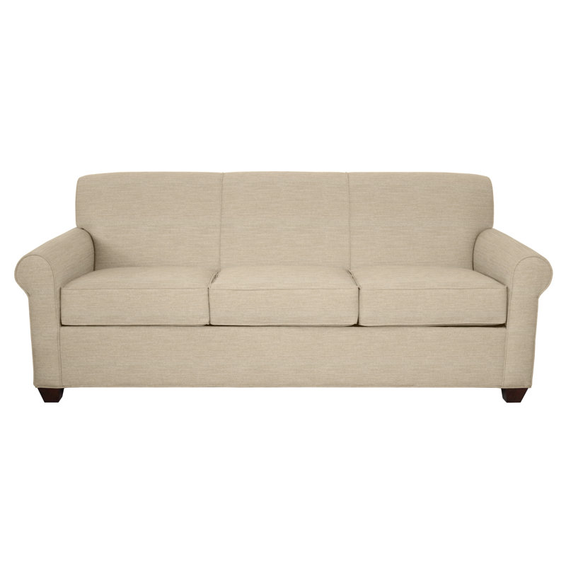 Finn Rolled Arm Sofa with Reversible Cushions, Montana Walnut, Ridgecrest Putty, 34" H x 83" W x 36" D