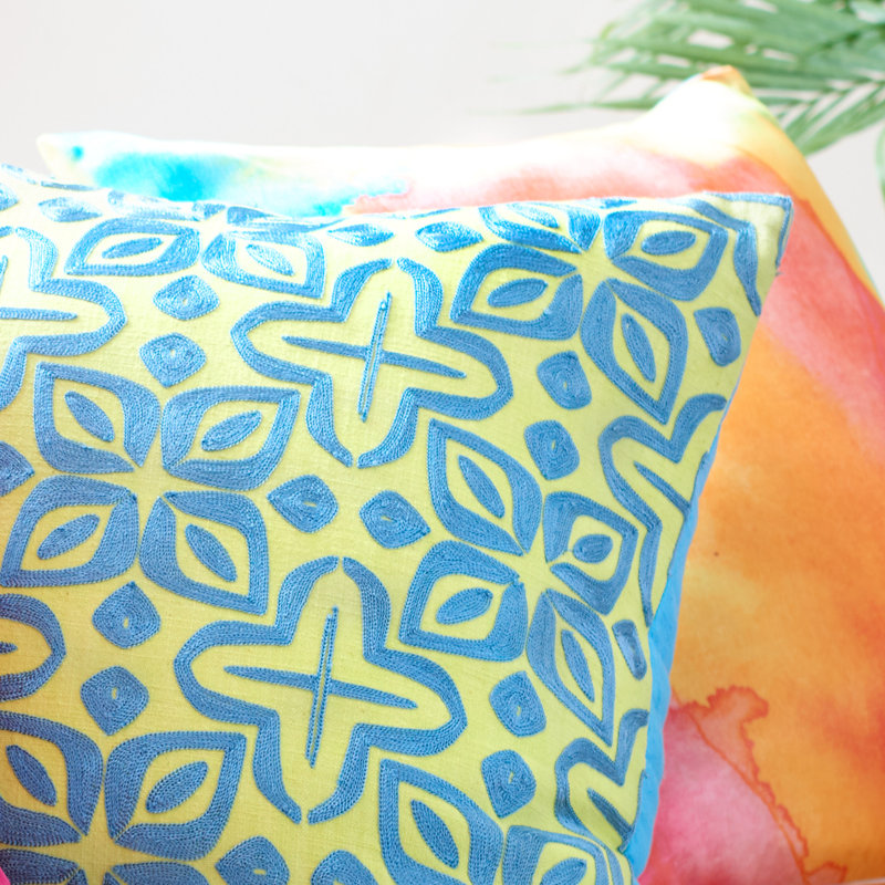 Coussin Rochelle Porter, Bleu/beige