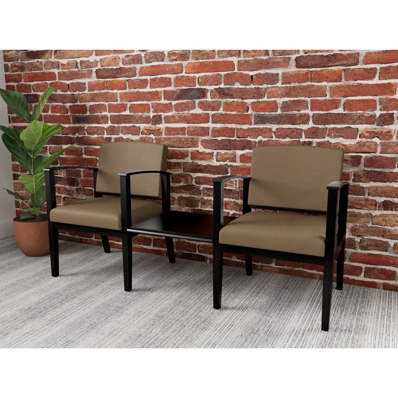 Structure en bois tandem 2 places avec table centrale Amherst, Noir, Patriot Plus taupe