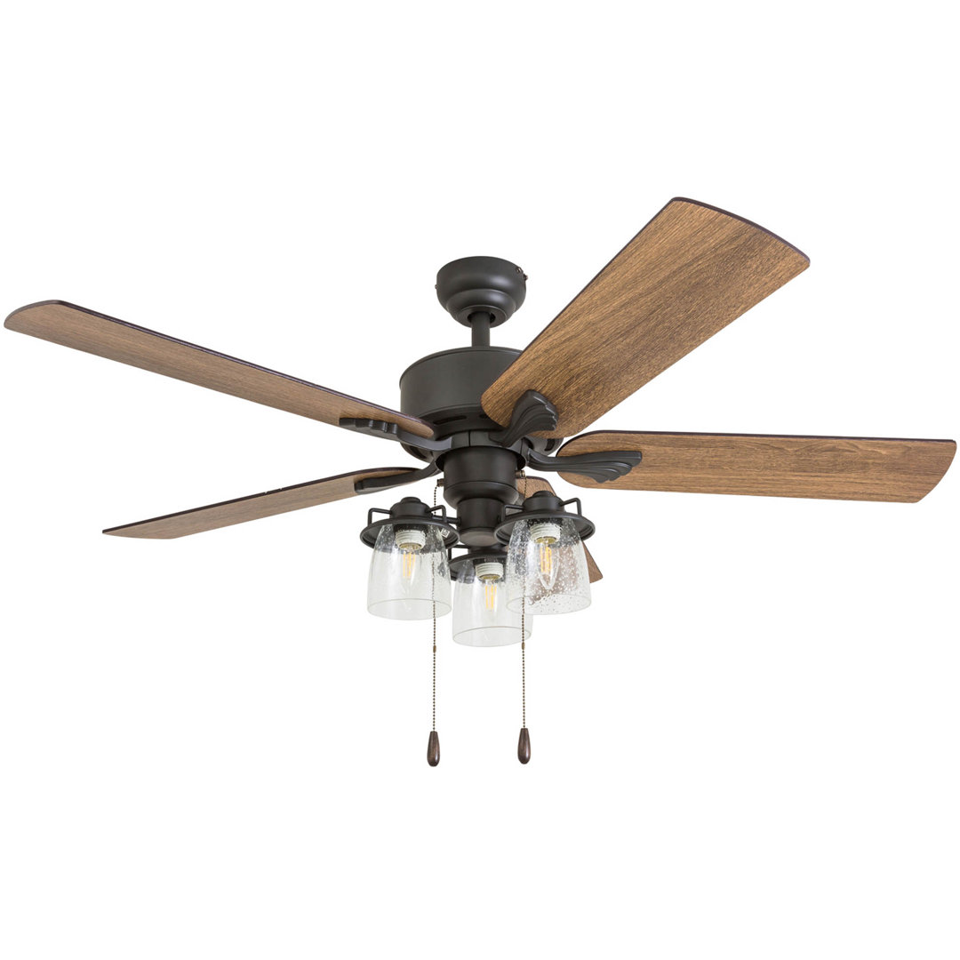 River Run 52'' Ceiling Fan with LED Lights Prominence Home Accessories: 3 Speed Remote/Pull Chain