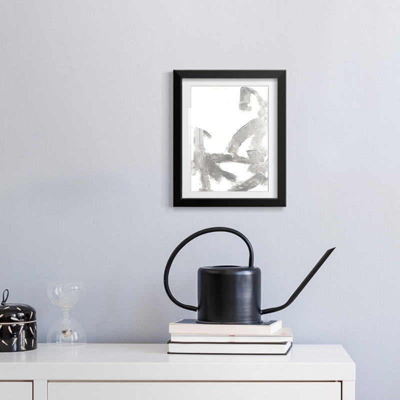 Silvery Strokes I - Impression encadrée, H 25,5 po x l 17,5 po, Noir