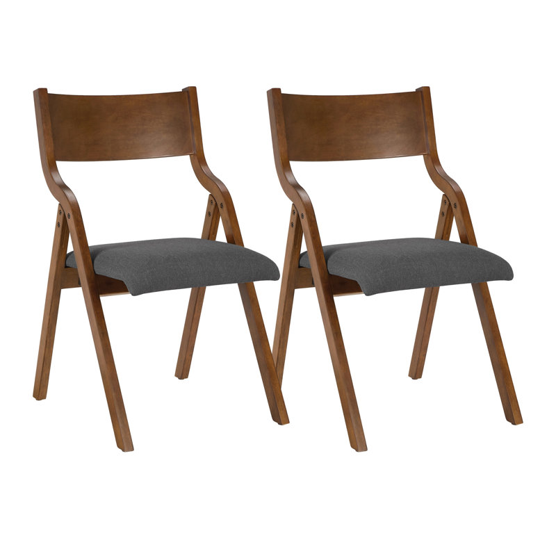 Chaise de salle à manger pliante 2 - noyer gris. Conception peu encombrante. Aucun assemblage requis. Support de dos ergonomique. Coussin éponge haute résilience. Léger. Pour la pièce, le bureau, le camping, la conférence, le jardin,