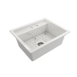 Baveno Uno Dual-Mount With Integrated Workstation Fireclay 27 In. Single Bowl Kitchen Sink 2-Hole With Accessories In Sapphire Blue