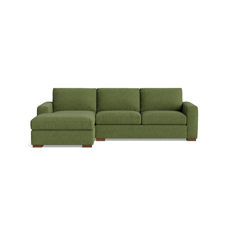 Couch Potato Chaise Sectional, Performance Weave - Basil, Left Hand Facing