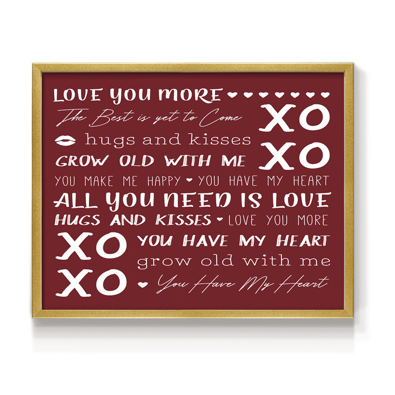 «Love You More», reproduction encadrée - bois massif, H 9 po x l 11 po, Gold
