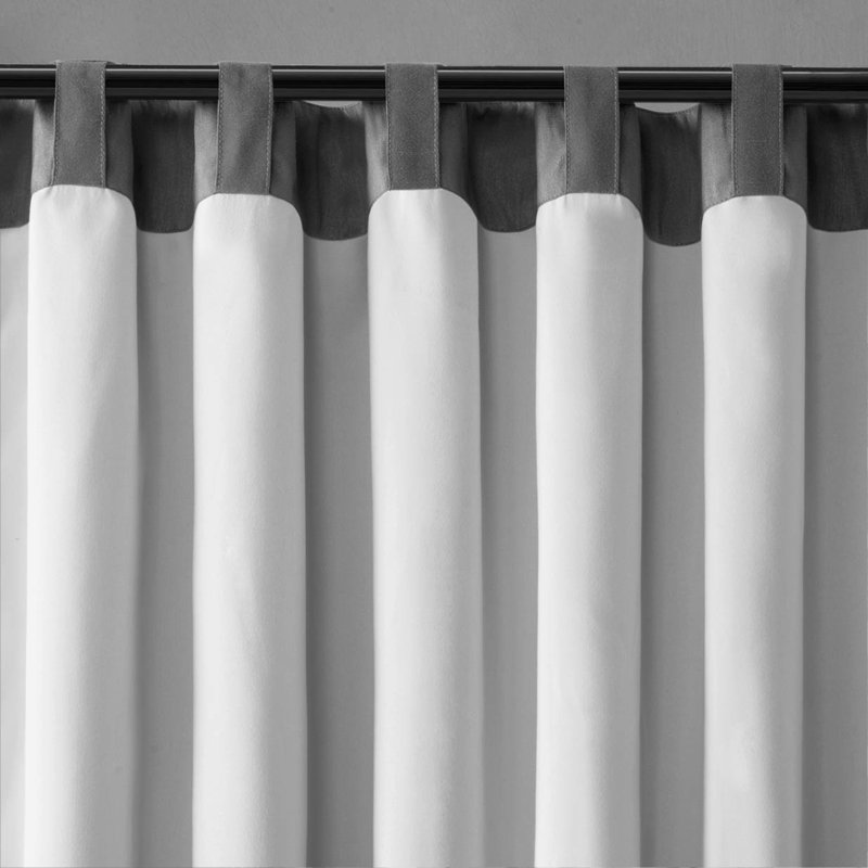 Panneau de rideau simple à motif de branche brodée avec passe-tringle Andora, Bleu marine, l 50 po x L 84 po