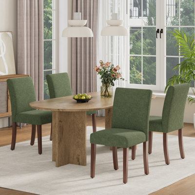 Oakridge Fabric Upholstered Parsons Side Dining Chair with Solid Rubberwood Legs, High-Density Foam Cushion