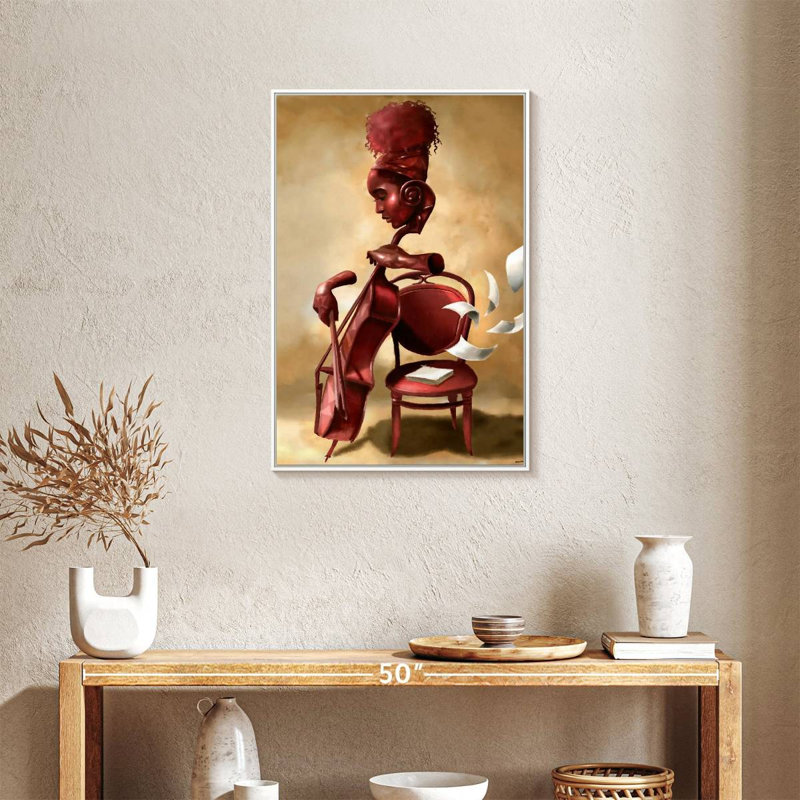 The Solo Cellist, Floating Frame White, 21" x 31"