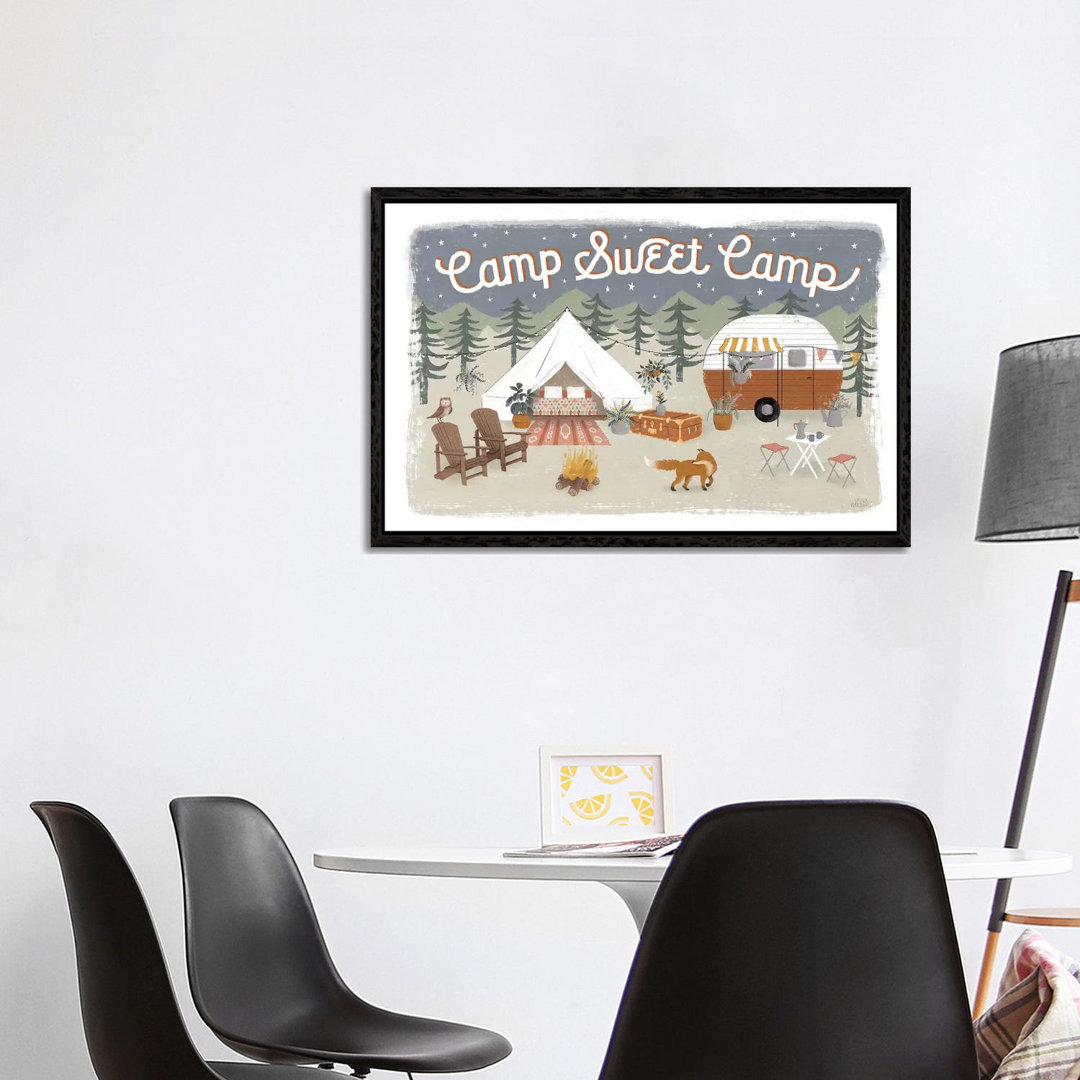 Gone Glamping I von Laura Marshall - Galerie-verpackte Leinwand Giclée auf Leinwand