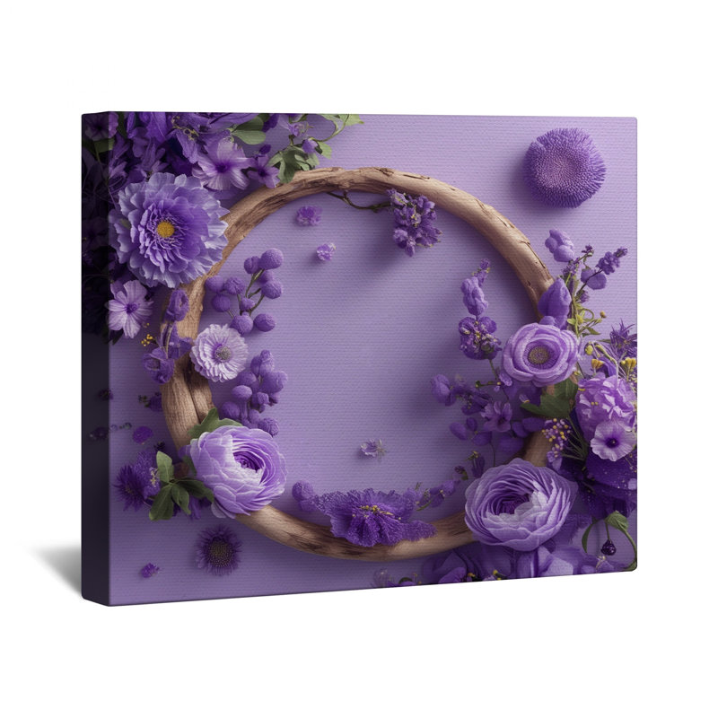 Toile de galerie mauve à motif floral mauve en plusieurs tailles, 32 po x 32 po
