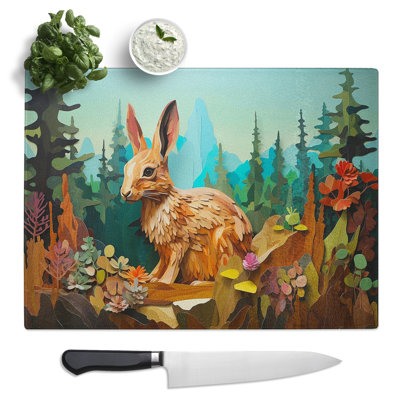 Rabbit Hard Edge  Glass Chopping Board
